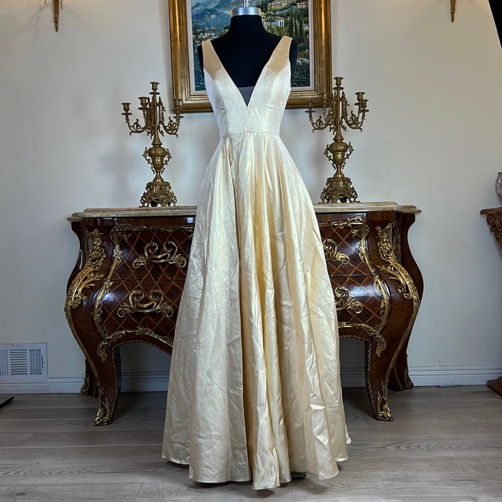 Women’s metallic formal pageant special Occasion prom dress